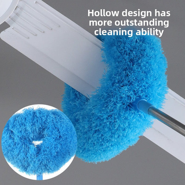 Yellow Long Handle Ceiling Fan Duster With Hollow Microfiber Head And Extendable Stainless Steel Pole For High Reach Home Cleaning Efficiency Dusters