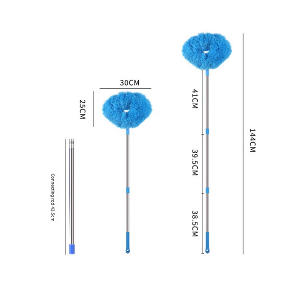 Yellow Long Handle Ceiling Fan Duster With Hollow Microfiber Head And Extendable Stainless Steel Pole For High Reach Home Cleaning Efficiency Dusters