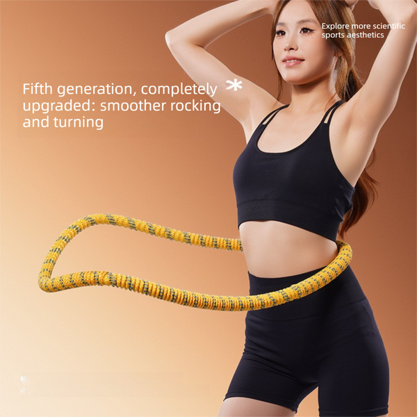 Yellow Weighted Soft Spring Hula Hoop With Silent Alloy Interior And Polyester Wrap For Home Gym Full Body Fitness Abdominal Training Solution Hula Ho