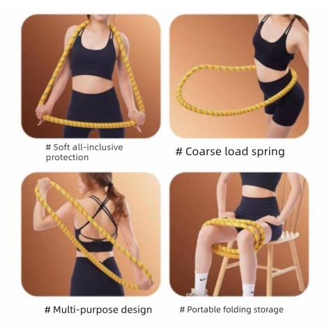 Yellow Weighted Soft Spring Hula Hoop With Silent Alloy Interior And Polyester Wrap For Home Gym Full Body Fitness Abdominal Training Solution Hula Ho