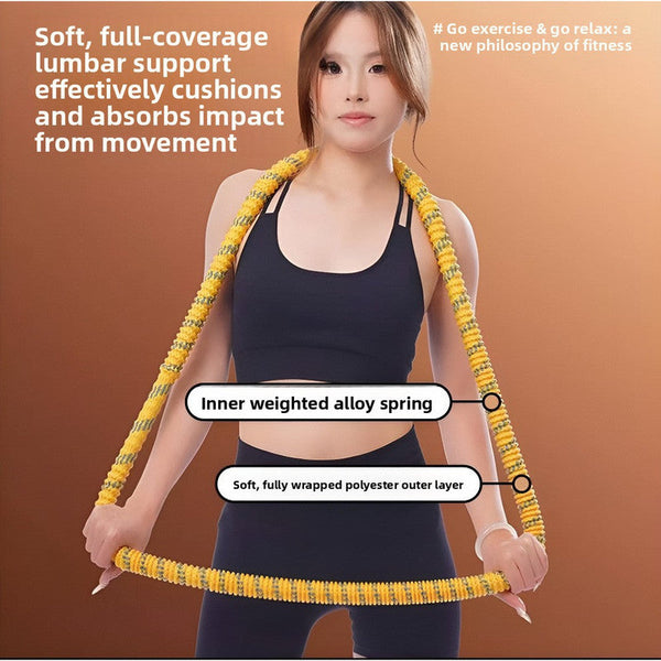 Yellow Weighted Soft Spring Hula Hoop With Silent Alloy Interior And Polyester Wrap For Home Gym Full Body Fitness Abdominal Training Solution Hula Ho