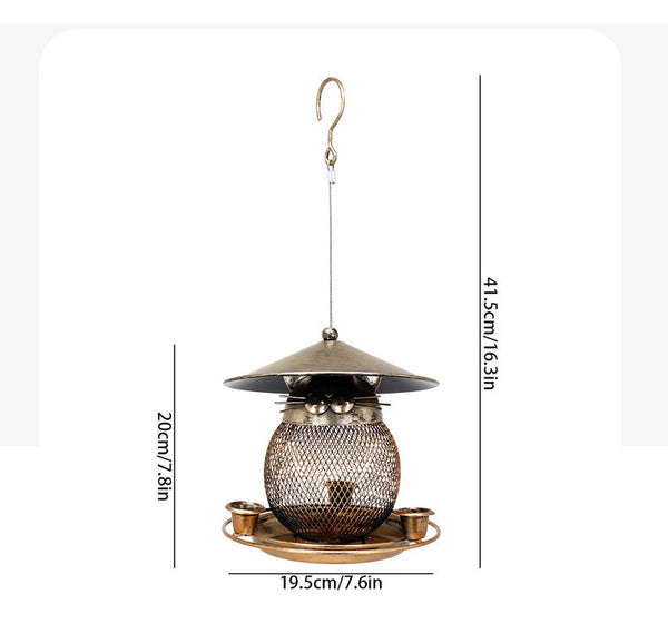 Whimsical Owl Shaped Metal Bird Feeder Hanging Mesh Seed Holder For Garden And Courtyard Decorative Feeding Solution Local Wildlife Enthusiasts Feeder