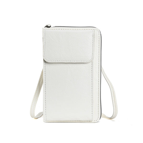 White Women's Pu Leather Crossbody Phone Bag With Adjustable Shoulder Strap And Large Capacity Wallet For Daily Travel Stylish Organized Local Fashion
