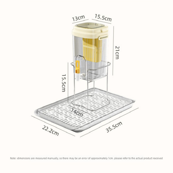 3.5L Yellow Beverage Dispenser With Faucet Fruit Filter Stand & Drip Tray Jugs & Pitchers