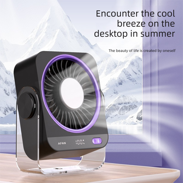 White Usb Rechargeable Cooling Fan 5 Speeds Digital Display Wall Mountable Portable Fans