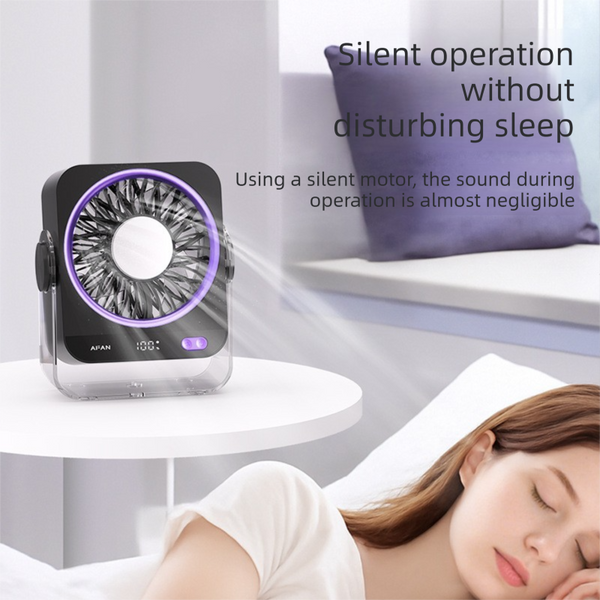 White Usb Rechargeable Cooling Fan 5 Speeds Digital Display Wall Mountable Portable Fans