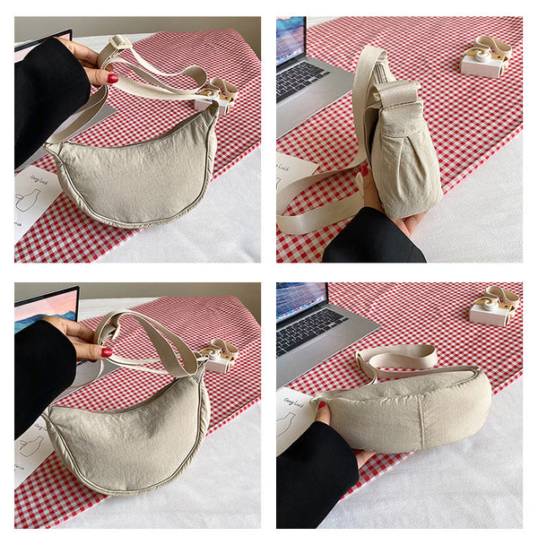 Wine Red Lightweight Nylon Crossbody Bag Compact Saddle Style With Adjustable Strap For Everyday Use Women's Bags & Handbags