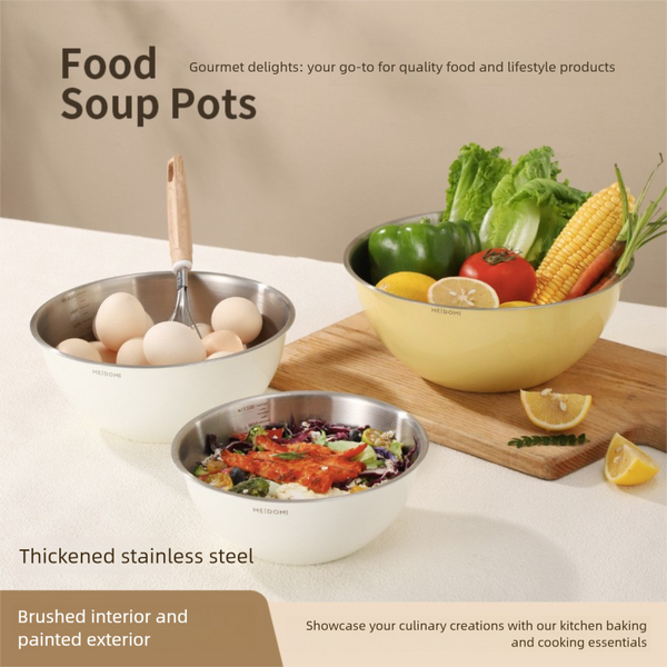 Yellow Stainless Steel Mixing Bowl Set With Colander A Double Layer Kitchen Basin For Salad Washing & Baking Bowls