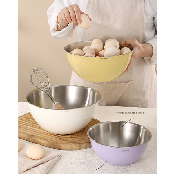 Yellow Stainless Steel Mixing Bowl Set With Colander A Double Layer Kitchen Basin For Salad Washing & Baking Bowls