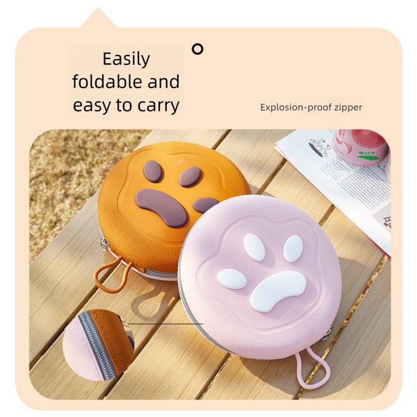 Yellow Foldable Dual Bowl For Pets Silicone Feeding And Water Dish With Compact Storage Design Dog Bowls