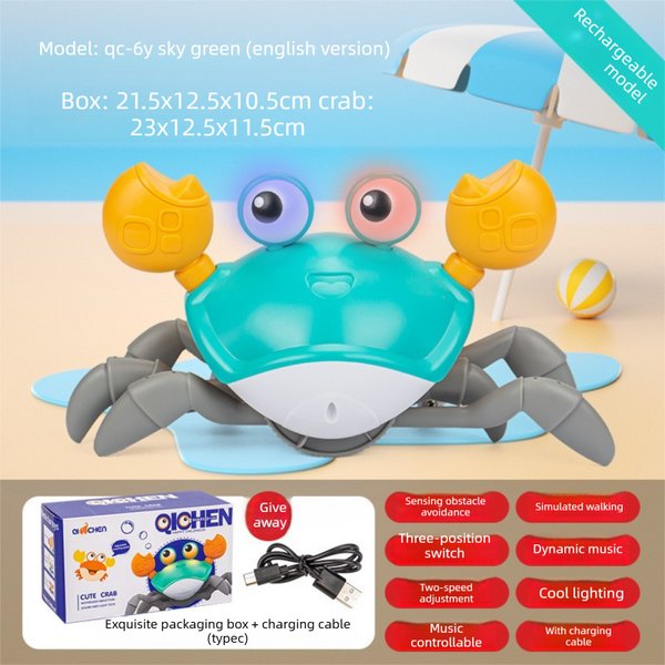 Upgraded Induction Crawling Crab Baby Toy With Silent Mode & Speed Control Usb Rechargeable Obstacle Avoidance Tummy Time Pet Activity Toys