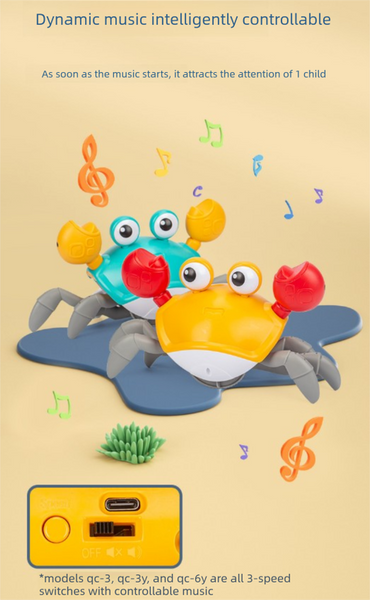 Upgraded Induction Crawling Crab Baby Toy With Silent Mode & Speed Control Usb Rechargeable Obstacle Avoidance Tummy Time Pet Activity Toys