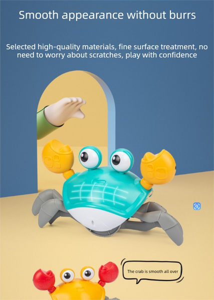 Upgraded Induction Crawling Crab Baby Toy With Silent Mode & Speed Control Usb Rechargeable Obstacle Avoidance Tummy Time Pet Activity Toys