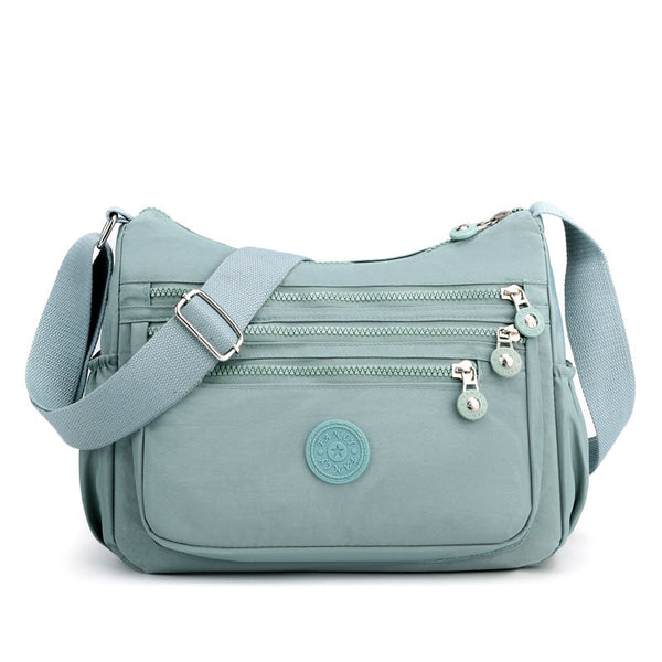 Women's Lightweight Nylon Crossbody Bag Waterproof Multi Pocket Shoulder Purse Travel Messenger Aqua Blue Women's Bags & Handbags