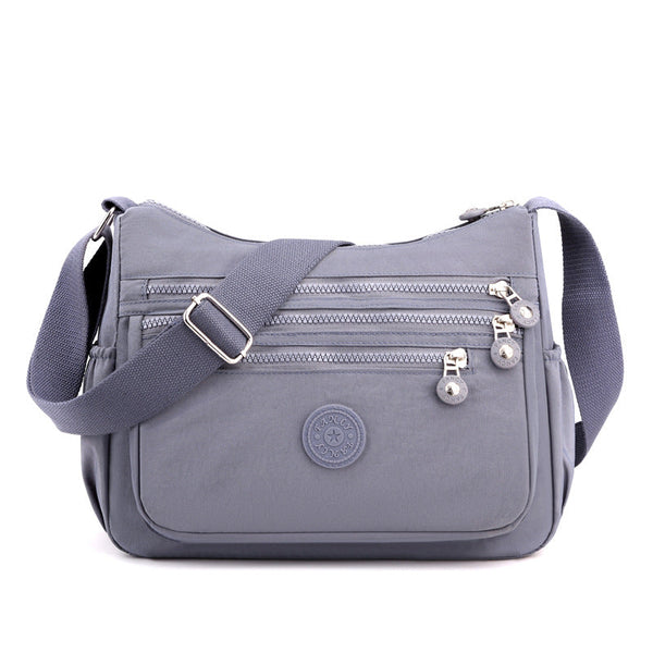 Women's Lightweight Nylon Crossbody Bag Waterproof Multi Pocket Shoulder Purse Travel Messenger Grey Women's Bags & Handbags
