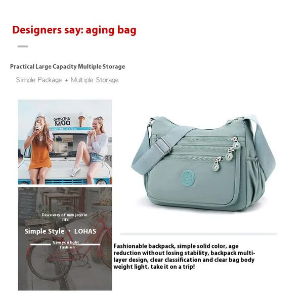 Women's Lightweight Nylon Crossbody Bag Waterproof Multi Pocket Shoulder Purse Travel Messenger Pink Women's Bags & Handbags