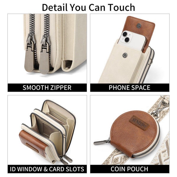 Women's Crossbody Phone Bag With Coin Pouch Pu Leather Shoulder Purse Adjustable Wide Strap For Travel & Daily Use Brown Women's Bags & Handbags