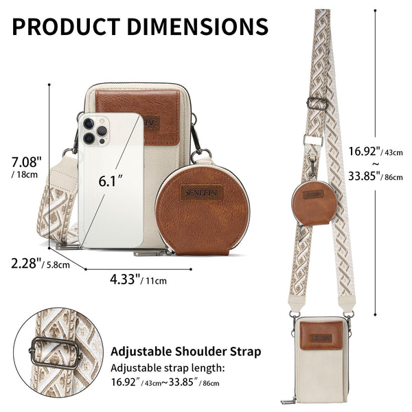 Women's Crossbody Phone Bag With Coin Pouch Pu Leather Shoulder Purse Adjustable Wide Strap For Travel & Daily Use Brown Women's Bags & Handbags