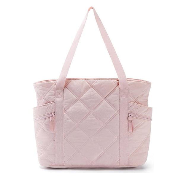 Womens Puffer Tote Bag Quilted Nylon Shoulder Handbag Large Capacity Laptop Work Travel Gym Carryall With Zipper Pink Women's Bags & Handbags