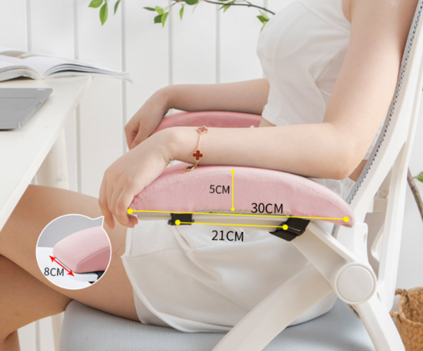 1 Pair Of Memory Foam Chair Armrest Pads Ergonomic Elbow Support Cushions Soft Plush Cover With Anti Slip Straps For Office And Gaming Chairs Pink Sea