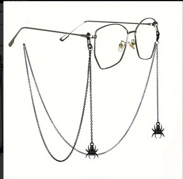 Black Hollow Spider Eyewear Chain 70Cm Anti Slip Glasses Strap Gothic Pendant Sunglasses Holder For Women Eyeglass Cleaning Tools & Supplies