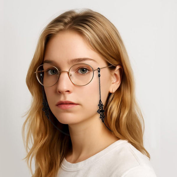 Black Hollow Spider Eyewear Chain 70Cm Anti Slip Glasses Strap Gothic Pendant Sunglasses Holder For Women Eyeglass Cleaning Tools & Supplies