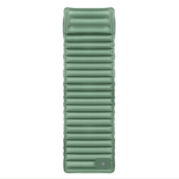 Outdoor Camping Self Inflatable Air Mattress Portable Foot Press Beach Picnic Foldable Tpu Sleeping Pad Green And Grey Inflatable Pillows