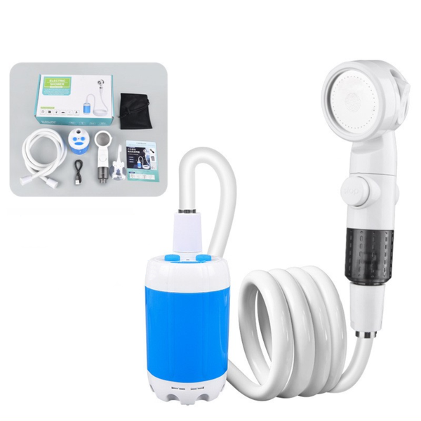 Electric Outdoor Shower Kit Handheld Battery Powered Head Set For Camping Dormitories And Construction Sites White Blue Shower Heads & Combos