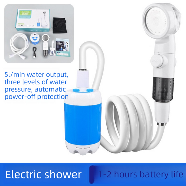 Electric Outdoor Shower Kit Handheld Battery Powered Head Set For Camping Dormitories And Construction Sites White Blue Shower Heads & Combos