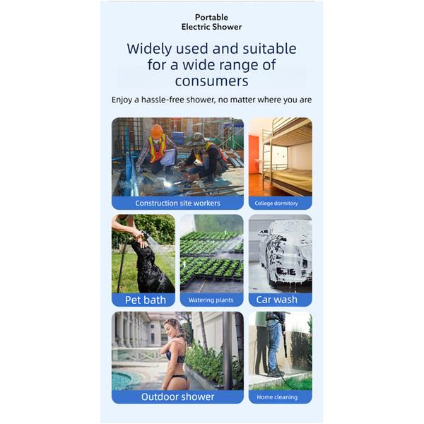 Electric Outdoor Shower Kit Handheld Battery Powered Head Set For Camping Dormitories And Construction Sites White Blue Shower Heads & Combos