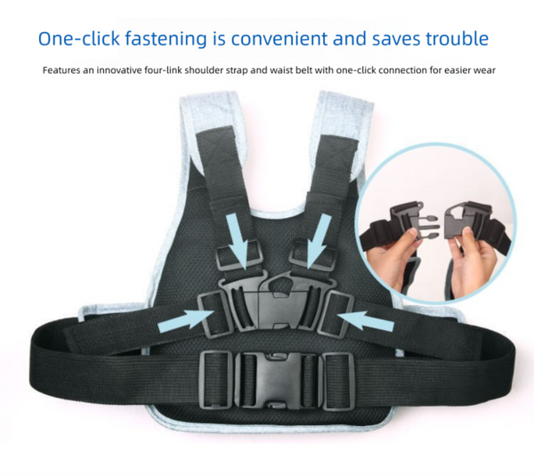 Child Motorcycle Safety Harness Strap Adjustable Passenger Belt With Handles & Storage Pocket Breathable Linen Grey For Scooter Toddler Safety Harness