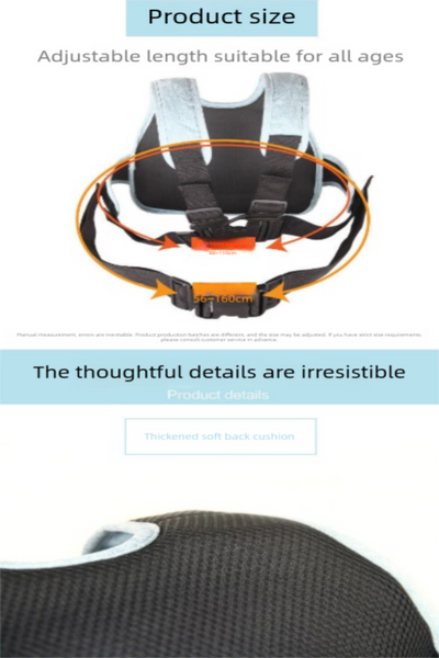 Child Motorcycle Safety Harness Strap Adjustable Passenger Belt With Handles & Storage Pocket Breathable Linen Grey For Scooter Toddler Safety Harness