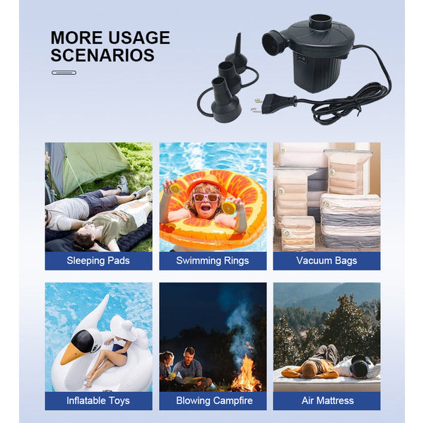 Electric Air Pump Ac 220V 240V Portable Quick Inflator Deflator With 3 Nozzles For Mattress Pool Floats Vacuum Storage Bags Au Plug Air Pumps