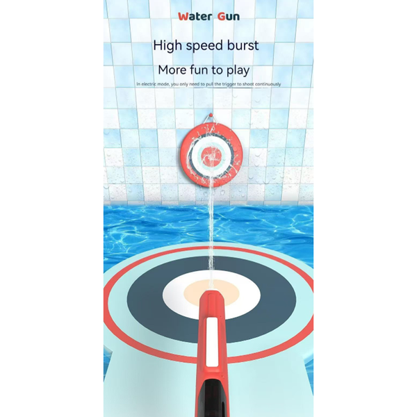 Electric Water Gun Auto Refill 46Cm Blue Led Pulse Blaster High Pressure Toy With External Bottle Connector & Manual Mode For Summer Pool Party Water