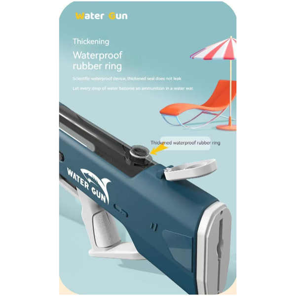Electric Water Gun Auto Refill 46Cm Blue Led Pulse Blaster High Pressure Toy With External Bottle Connector & Manual Mode For Summer Pool Party Water