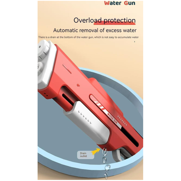 Electric Water Gun Auto Refill 46Cm Blue Led Pulse Blaster High Pressure Toy With External Bottle Connector & Manual Mode For Summer Pool Party Water