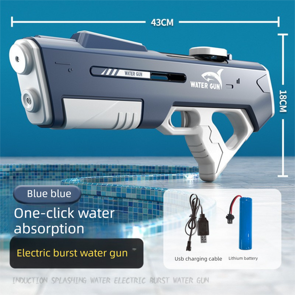 Electric Water Gun Auto Refill 43Cm High Pressure Blaster Toy Rechargeable Squirt Soaker For Kids & Adults White Water Guns