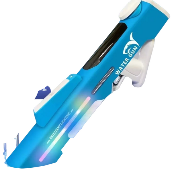 Electric Water Gun Auto Refill 46Cm Blue Led Pulse Blaster High Pressure Toy With External Bottle Connector & Manual Mode For Summer Pool Party Water