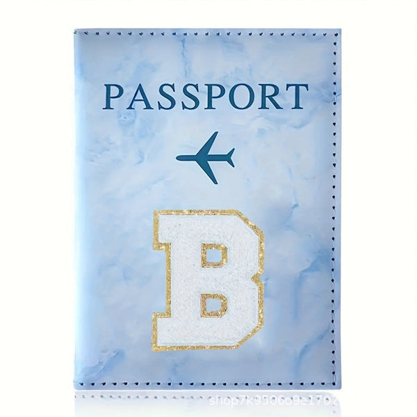Fashion Initial Letter Passport Holder Stylish Travel Wallet Cover With Alphabet Pattern Design B Travel Wallets