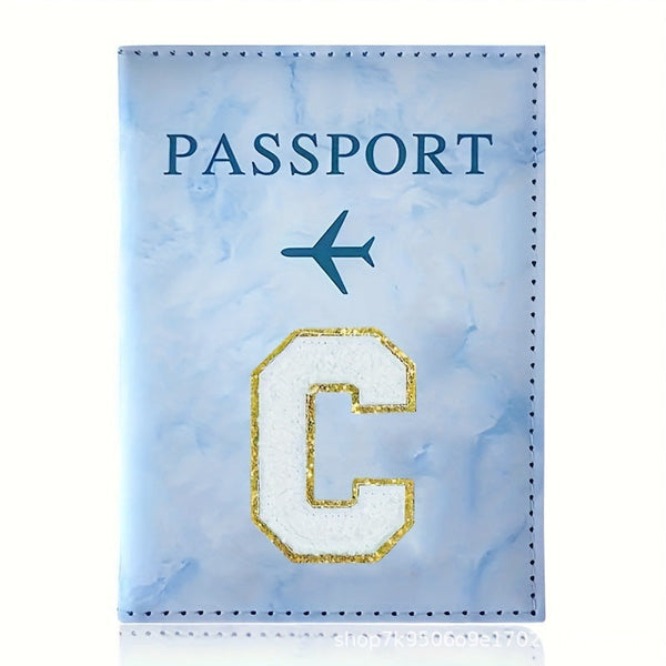 Fashion Initial Letter Passport Holder Stylish Travel Wallet Cover With Alphabet Pattern Design Travel Wallets