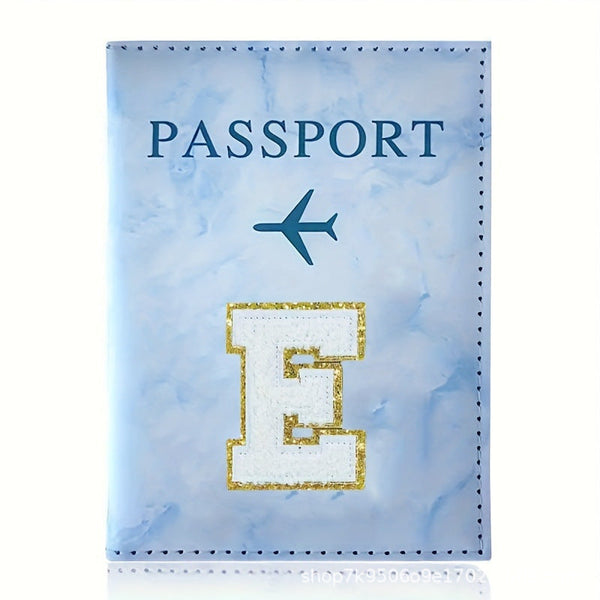 Fashion Initial Letter Passport Holder Stylish Travel Wallet Cover With Alphabet Pattern Design E Travel Wallets