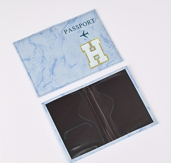Fashion Initial Letter Passport Holder Stylish Travel Wallet Cover With Alphabet Pattern Design E Travel Wallets