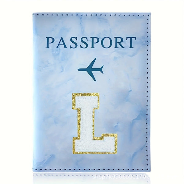 Fashion Initial Letter Passport Holder Stylish Travel Wallet Cover With Alphabet Pattern Design L Travel Wallets