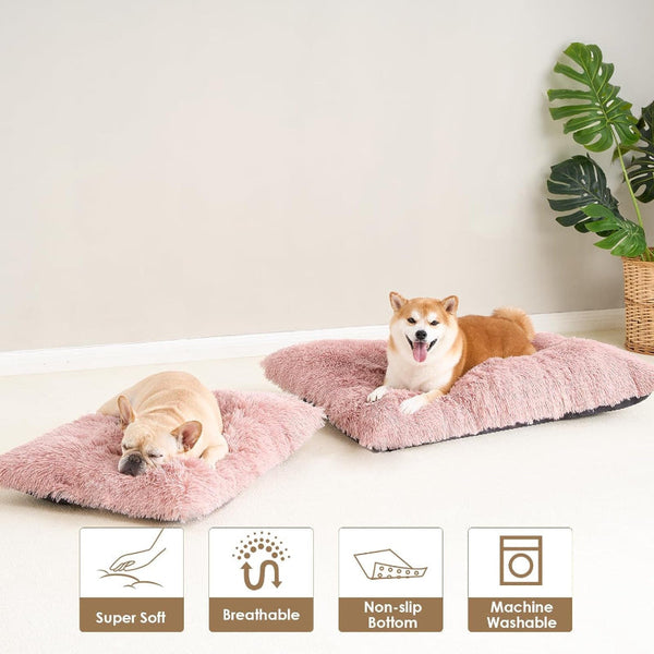 Luxury Long Plush Pet Bed Mat Faux Fur Crate Pad 80X55cm Brown Soft Warm Cushion For Medium To Large Dogs Pet Beds