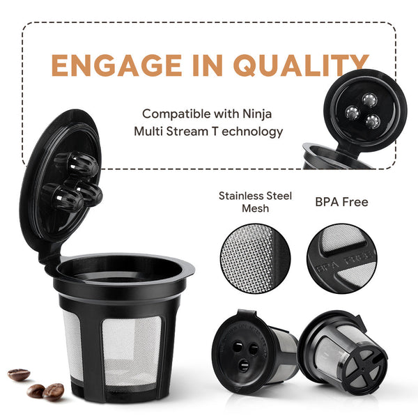 Reusable K Cup Coffee Pod Filter For Ninja Dual Brew Makers Triple Hole Capsule Shell Ua2227 Other Coffee Tea & Espresso Makers