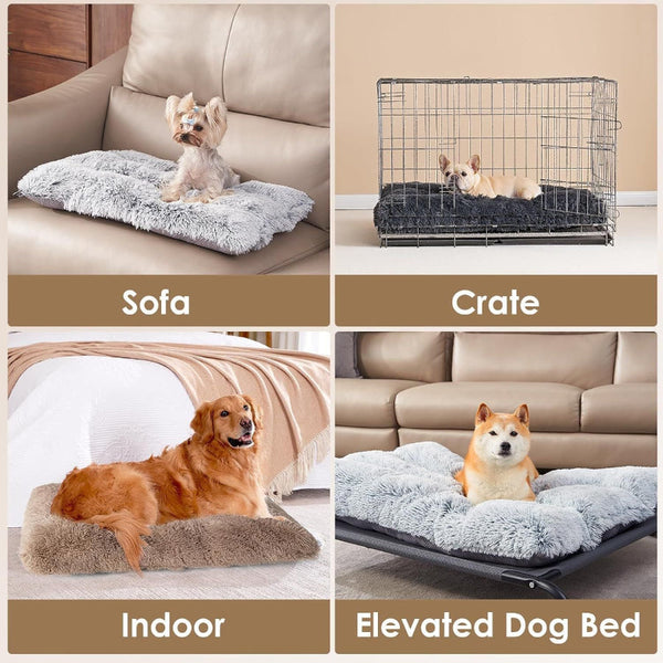Luxury Long Plush Pet Bed Mat Faux Fur Crate Pad 45X30cm Dark Coffee Soft Warm Cushion For Cats & Small Dogs Pet Beds