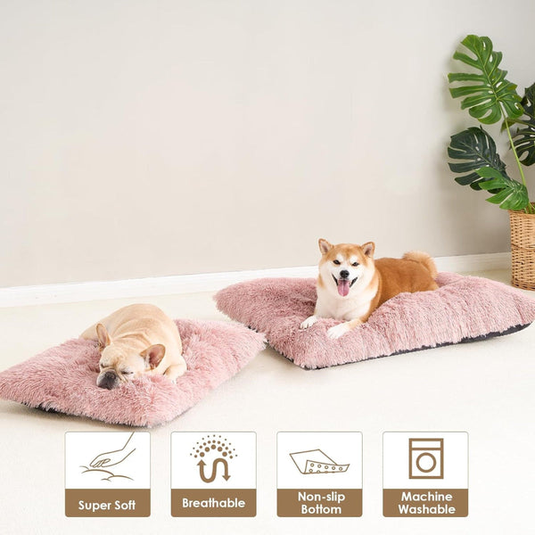 Luxury Long Plush Pet Bed Mat Faux Fur Crate Pad 55X40cm Dark Coffee Soft Warm Cushion For Dogs & Cats Pet Beds