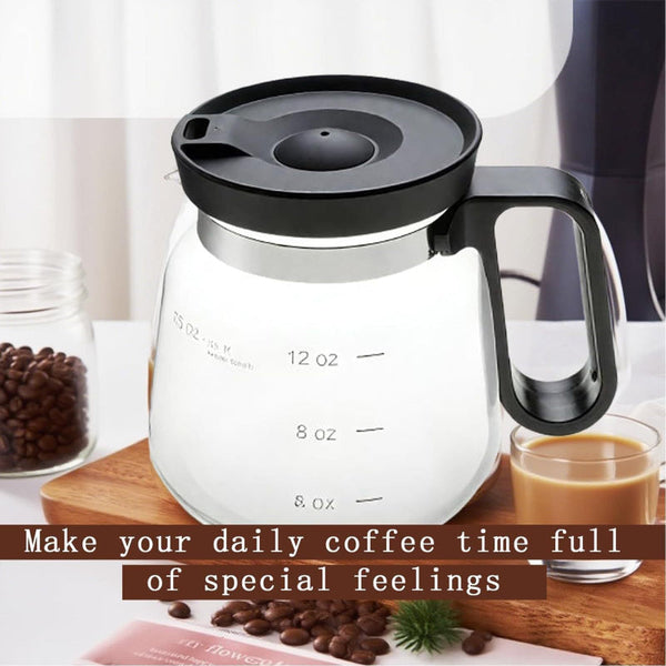 16Oz Novelty Glass Coffee Carafe Mug Heat Resistant Borosilicate Cup With Handle & Splash Proof Lid Personal Mini Pot For Tea Latte Office Desk (Clear