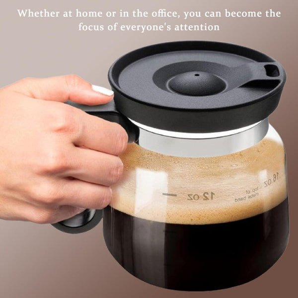 16Oz Novelty Glass Coffee Carafe Mug Heat Resistant Borosilicate Cup With Handle & Splash Proof Lid Personal Mini Pot For Tea Latte Office Desk (Clear