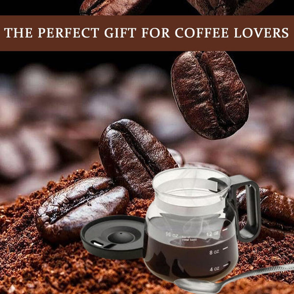 16Oz Novelty Glass Coffee Carafe Mug Heat Resistant Borosilicate Cup With Handle & Splash Proof Lid Personal Mini Pot For Tea Latte Office Desk (Clear